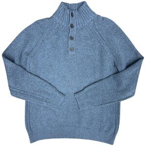 EUC Men's BANANA REPUBLIC X REPREVE Button Mock Neck Blue Sweater 443981- Size L